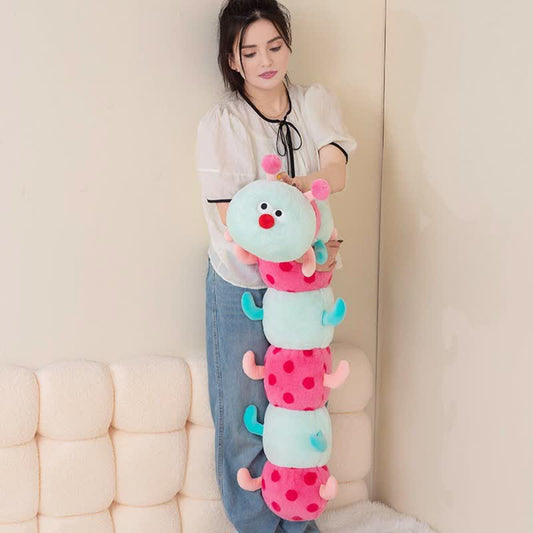 35.4 Inch Caterpillar Stuffed Animals Colorful Caterpillar Plush Toys Hugging Pillow Soft Plushies Doll (Aqua)