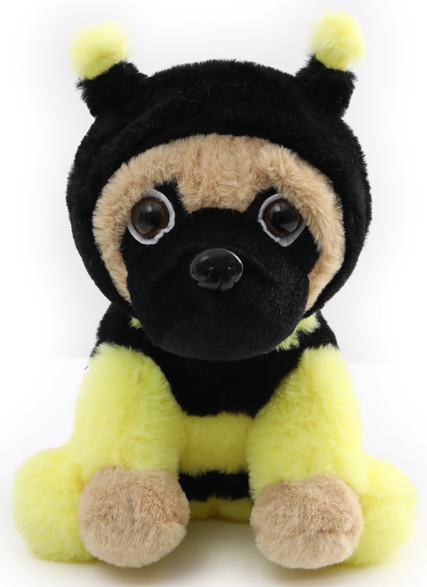 Pug Stuffed Animal, Pug Dog Wearing Cute Costume, Plushies Pug Dressed as Cute Funny Plush Toys for Kids Stuffed Animals Gift for Lover 10 Inch (Pug-BEE Plush YE)