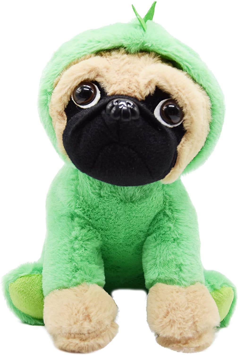 Pug-Dinosaur Stuffed Animal, Pug Dog Wearing Green Dinosaur Costume,Plushies Pug Dressed as Cute Dinosaur Funny Plush Toys for Kids Stuffed Animals Gift for Lover 10 Inch