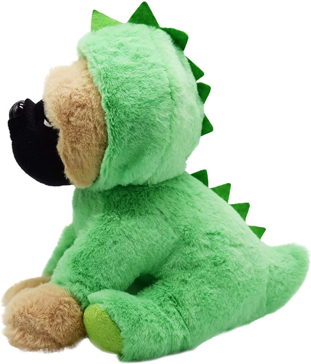 Pug-Dinosaur Stuffed Animal, Pug Dog Wearing Green Dinosaur Costume,Plushies Pug Dressed as Cute Dinosaur Funny Plush Toys for Kids Stuffed Animals Gift for Lover 10 Inch