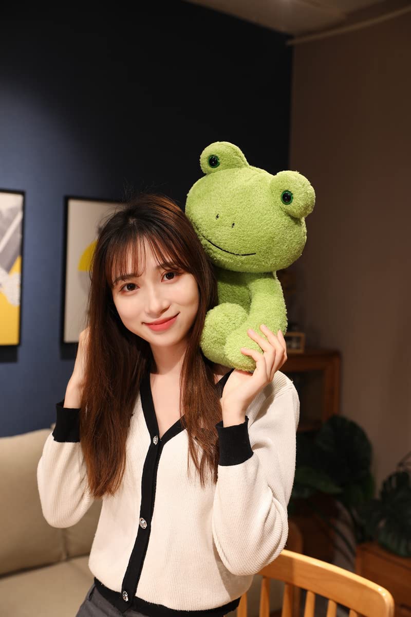 Soft Green Frog Stuffed Animals Sitting Frog Plush Toys Velvet Frog Plushies Cuddly Frog Doll Gift for Kids and Lovers in Birthday, Christmas, Valentine's Day