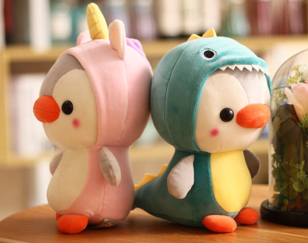 Adorable Penguin Stuffed Animal Dressed in Dinosaur Costume Penguin Plushies with Dinosaur Outfit Cute Plush Toys for Kids Stuffed Animals Gift for Lover 10 Inch