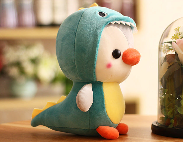 Adorable Penguin Stuffed Animal Dressed in Dinosaur Costume Penguin Plushies with Dinosaur Outfit Cute Plush Toys for Kids Stuffed Animals Gift for Lover 10 Inch