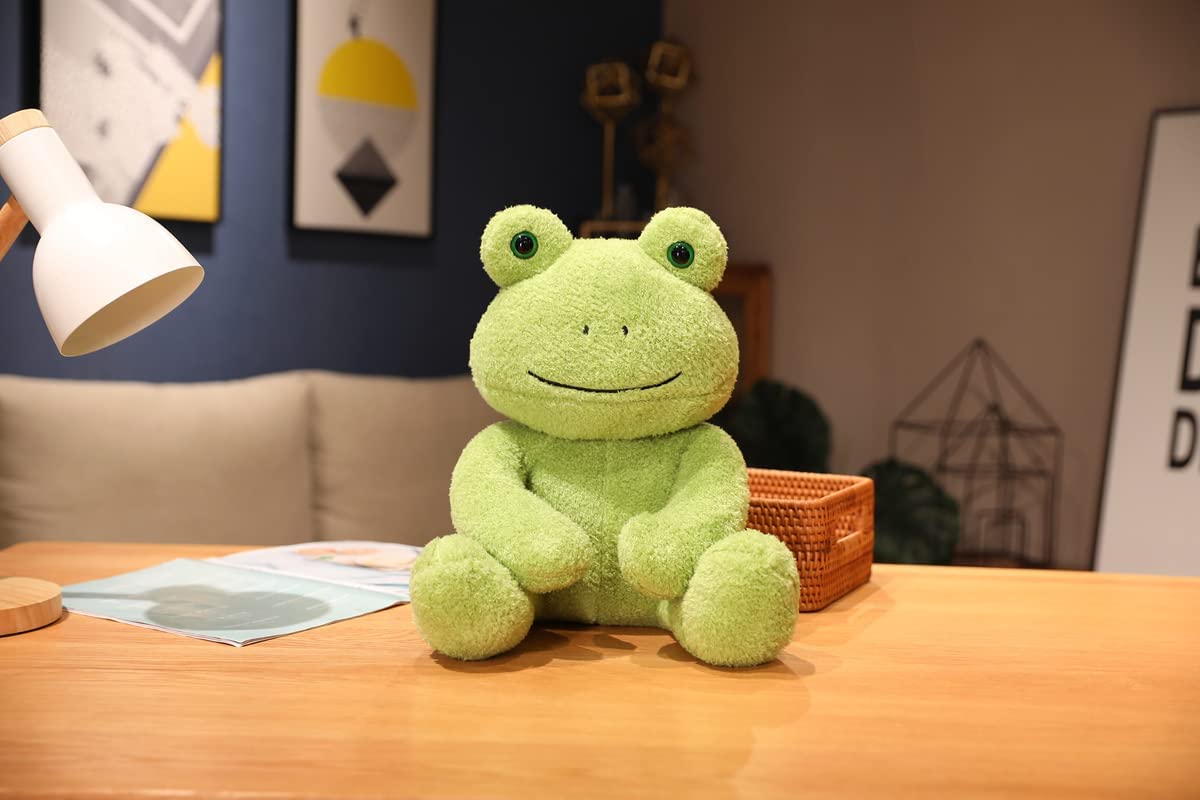 Soft Green Frog Stuffed Animals Sitting Frog Plush Toys Velvet Frog Plushies Cuddly Frog Doll Gift for Kids and Lovers in Birthday, Christmas, Valentine's Day