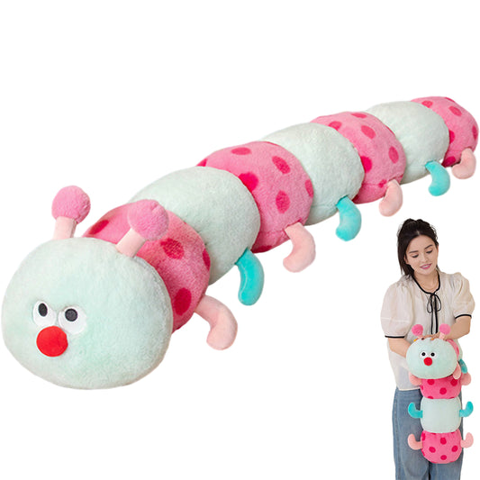 35.4 Inch Caterpillar Stuffed Animals Colorful Caterpillar Plush Toys Hugging Pillow Soft Plushies Doll (Aqua)
