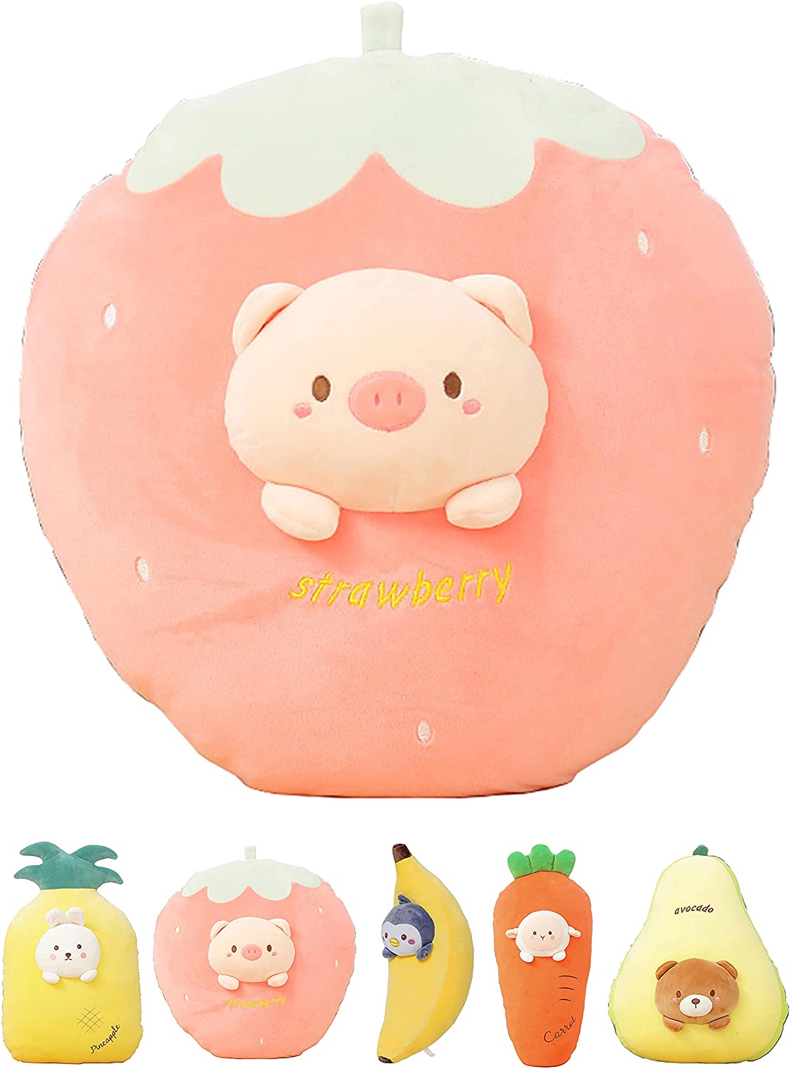 20 Inch Soft Strawberry-Pig Plush Hugging Pillow Cute Stuffed Animal Plushies Toy Kids Stuffed Animals Plush Toys for Birthday, Valentine, Christmas or Daily