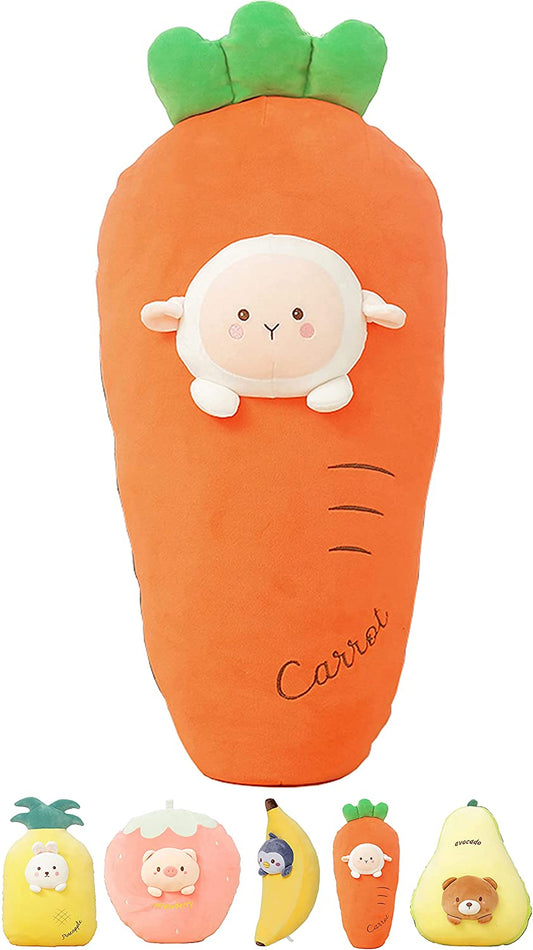Soft Carrot Bunny Plush Hugging Pillow Cute Stuffed Animal Plushies Toy Kids Stuffed Animals Plush Toys for Birthday, Valentine, Christmas