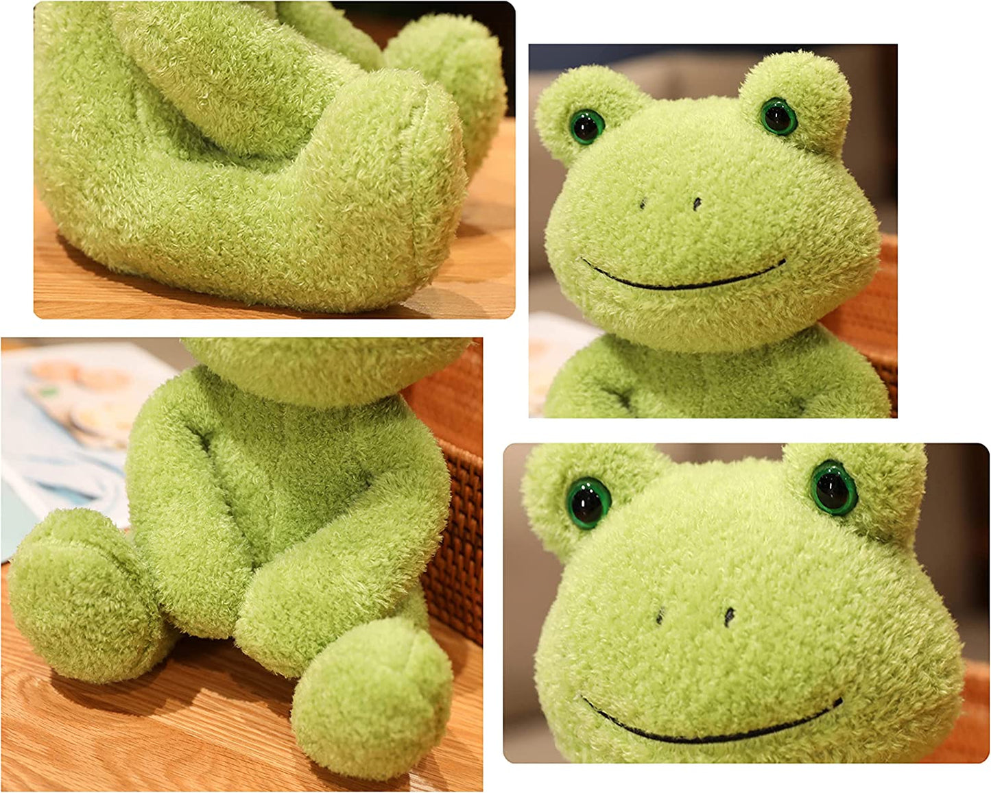Soft Green Frog Stuffed Animals Sitting Frog Plush Toys Velvet Frog Plushies Cuddly Frog Doll Gift for Kids and Lovers in Birthday, Christmas, Valentine's Day