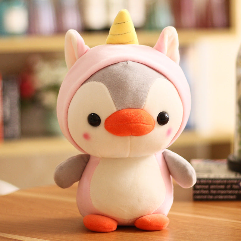 Cute Penguin Stuffed Animal Cosplay as Pink Unicorn Plush Toys Soft Penguin Toy in Unicorn Costume, Great Plushies Toys Stuffed Animals for Kids ,10 Inch