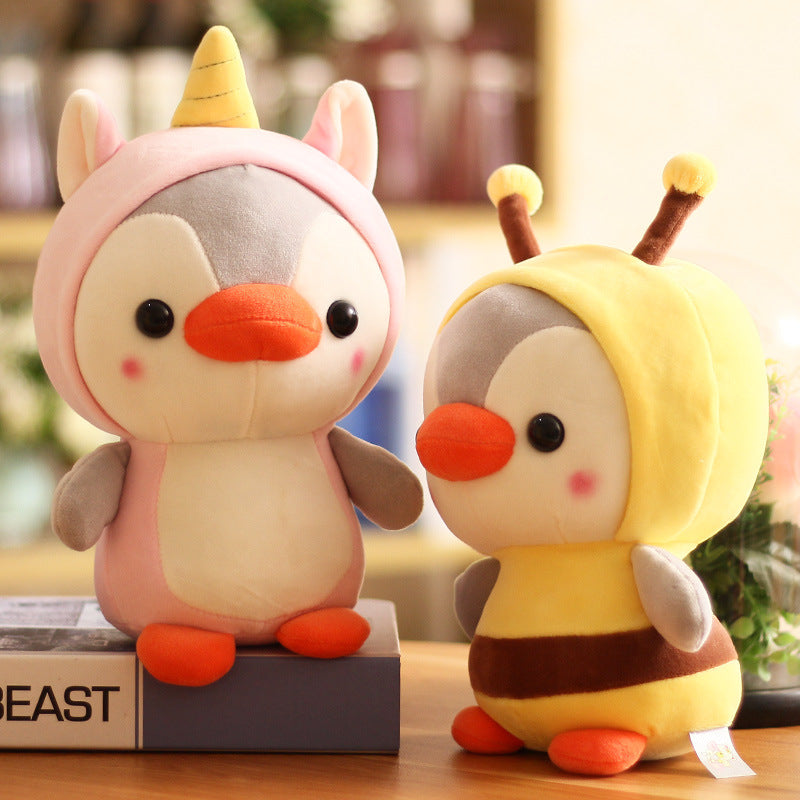 Cute Penguin Stuffed Animal Cosplay as Pink Unicorn Plush Toys Soft Penguin Toy in Unicorn Costume, Great Plushies Toys Stuffed Animals for Kids ,10 Inch