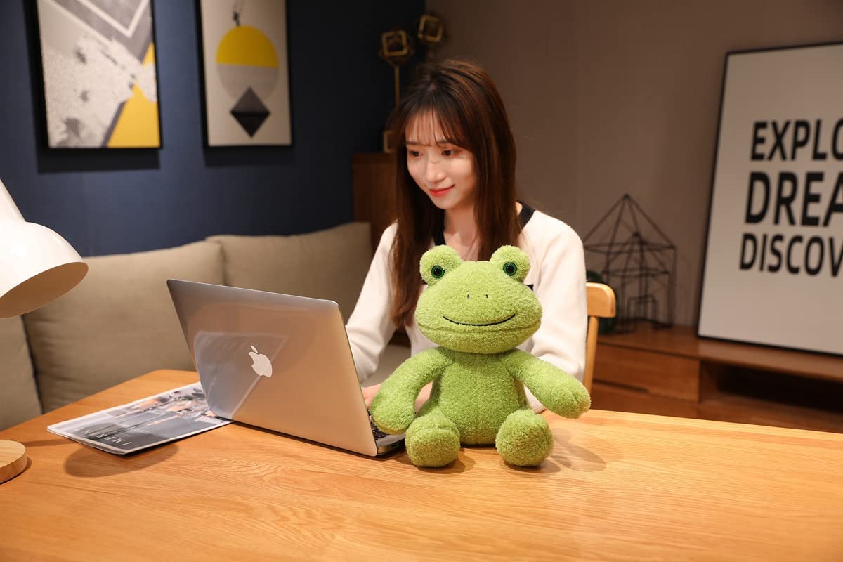 Soft Green Frog Stuffed Animals Sitting Frog Plush Toys Velvet Frog Plushies Cuddly Frog Doll Gift for Kids and Lovers in Birthday, Christmas, Valentine's Day