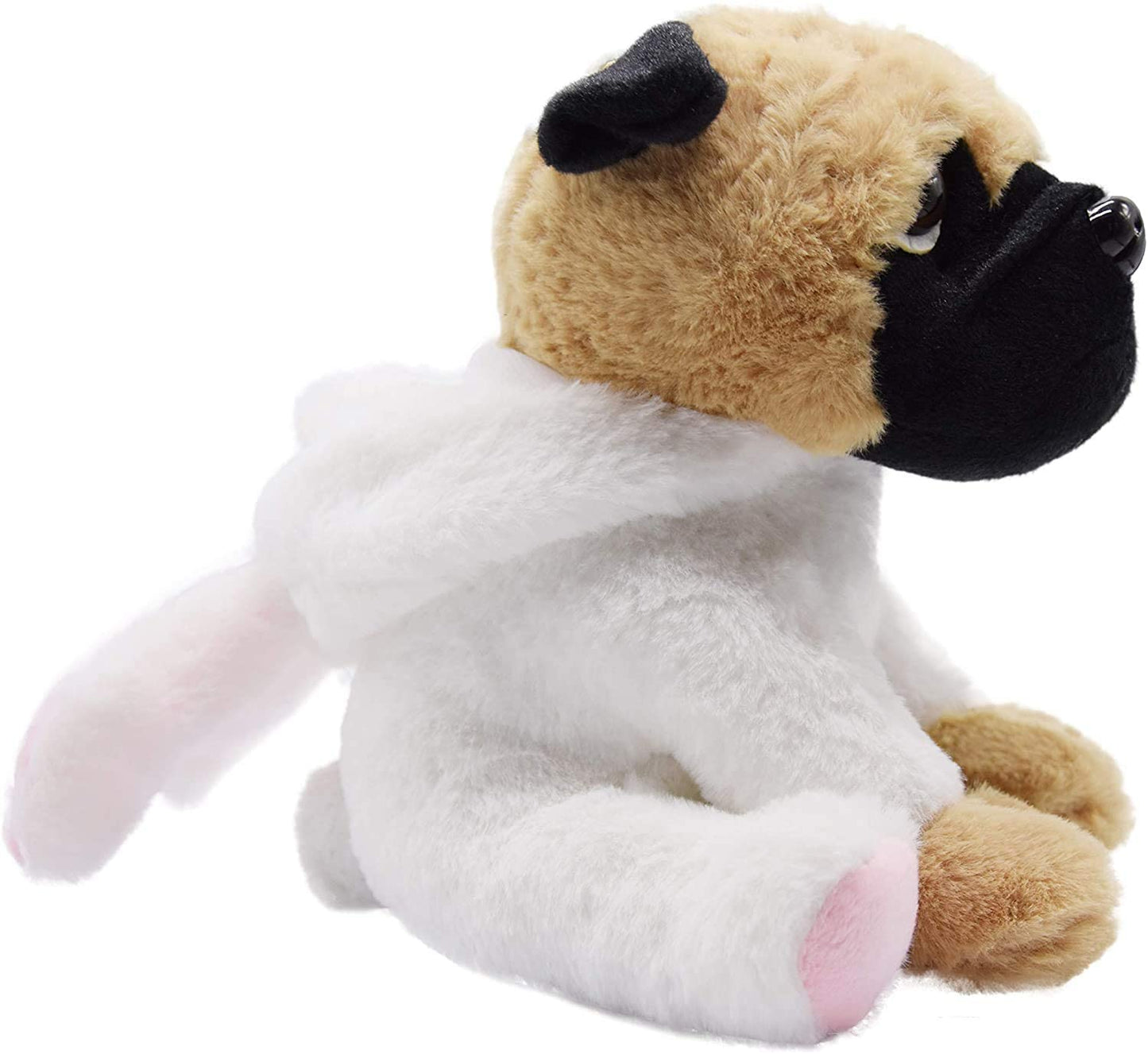 Pug Dog Stuffed Animal in White Coney Costume, Adorable Plushies Pug Wearing Rabbit Outfit, Plush Toys as Great Gift for Kids. Stuffed Animals for Daily 10 Inch