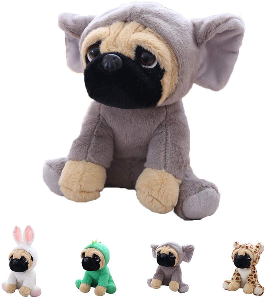 Cute Pug Stuffed Animal Cosplay as Gray Elephant Plush Toys Soft Pug Dog Toy in Elephant Costume, Great Plushies Toys Stuffed Animals for Kids ,10 Inch
