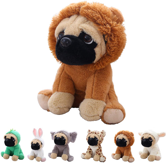 Cute Pug Dog Stuffed Animal Cosplay as Brown Lion Plush Toys Soft Pug Toy in Lion Costume, Great Plushies Toys Stuffed Animals for Kids ,10 Inch
