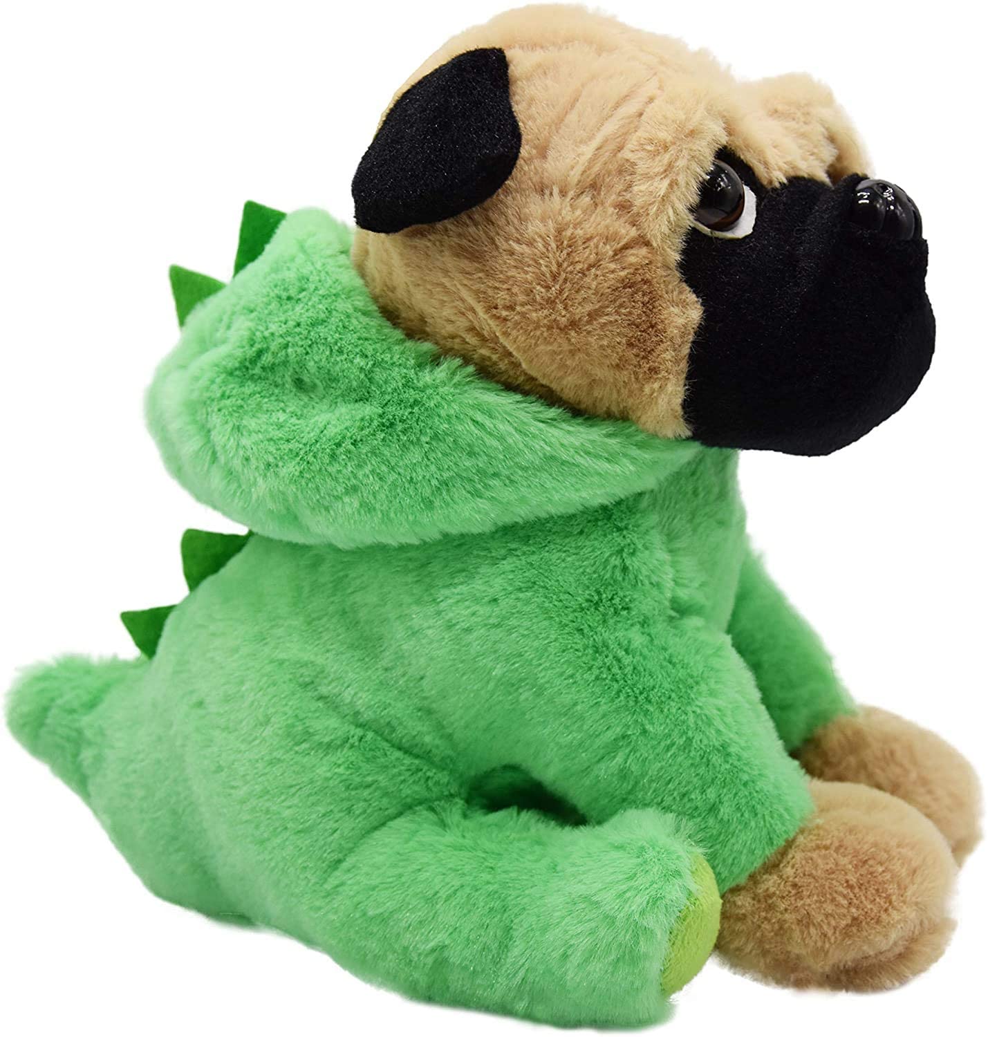 Pug-Dinosaur Stuffed Animal, Pug Dog Wearing Green Dinosaur Costume,Plushies Pug Dressed as Cute Dinosaur Funny Plush Toys for Kids Stuffed Animals Gift for Lover 10 Inch