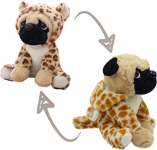 Cute Pug Dog Stuffed Animal Cosplay as Brown Panther Plush Toys Soft Pug Toy in Panther Costume, Great Plushies Toys Stuffed Animals for Kids ,10 Inch