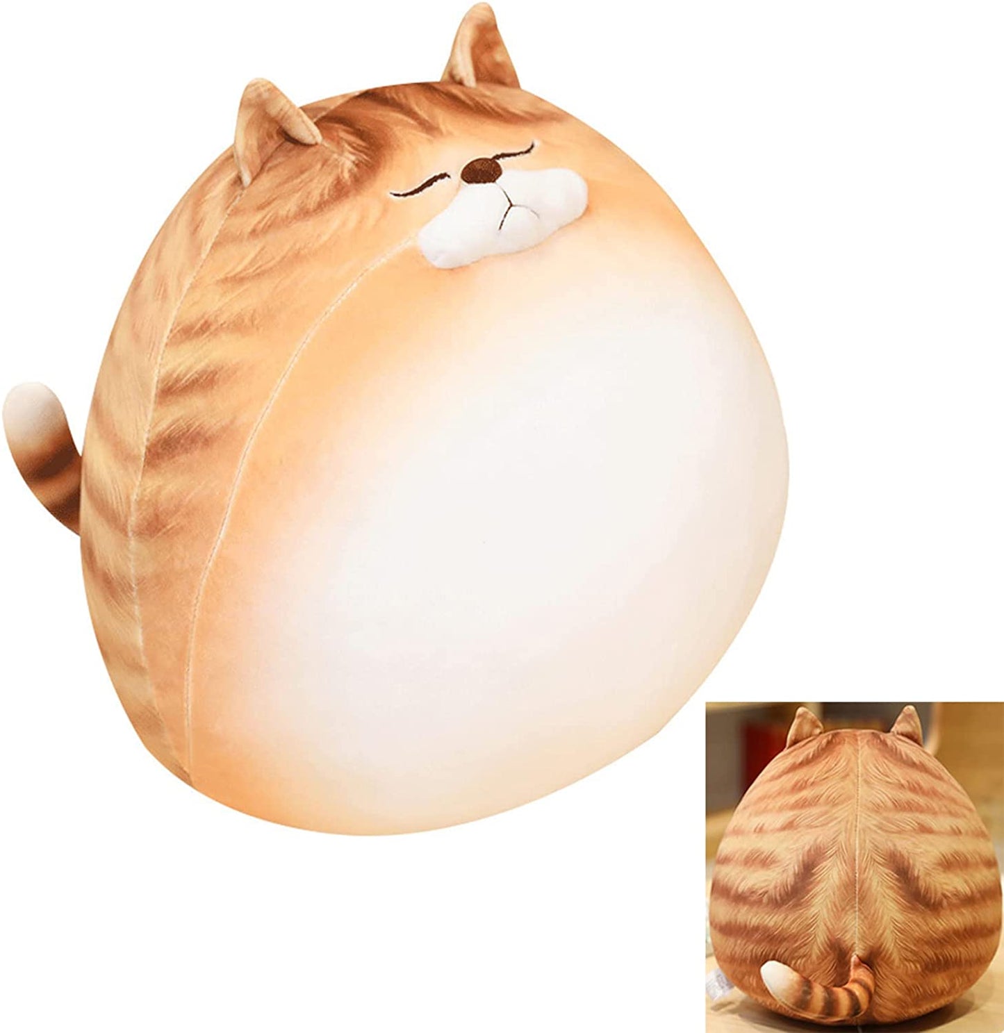 12 Inch Orange Striped Tabby Cat Stuffed Animals Round Fat Striped Tabby Cat Plush Hugging Pillow Stuffed Cat Doll Plushies Gift for Kids and Lovers in Birthday, Christmas, Valentine's Day...