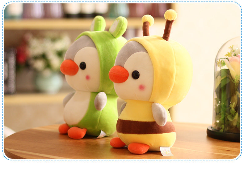 Penguin Stuffed Animal in Cute Frog Costume, Adorable Penguin Plushies Wearing Frog Animal Outfit, Plush Toys as Great Gift for Kids. Stuffed Animals for Daily 10 Inch