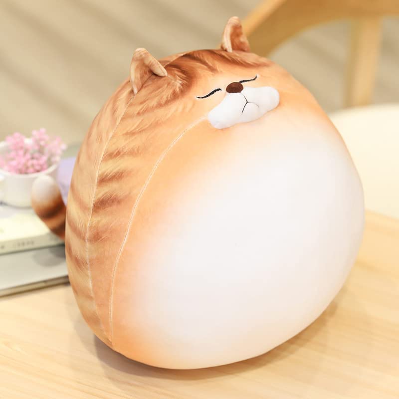 12 Inch Orange Striped Tabby Cat Stuffed Animals Round Fat Striped Tabby Cat Plush Hugging Pillow Stuffed Cat Doll Plushies Gift for Kids and Lovers in Birthday, Christmas, Valentine's Day...