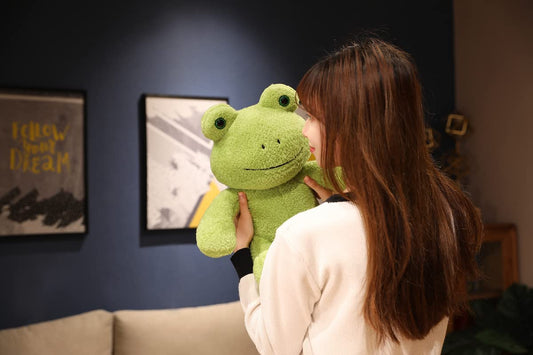 Soft Green Frog Stuffed Animals Sitting Frog Plush Toys Velvet Frog Plushies Cuddly Frog Doll Gift for Kids and Lovers in Birthday, Christmas, Valentine's Day