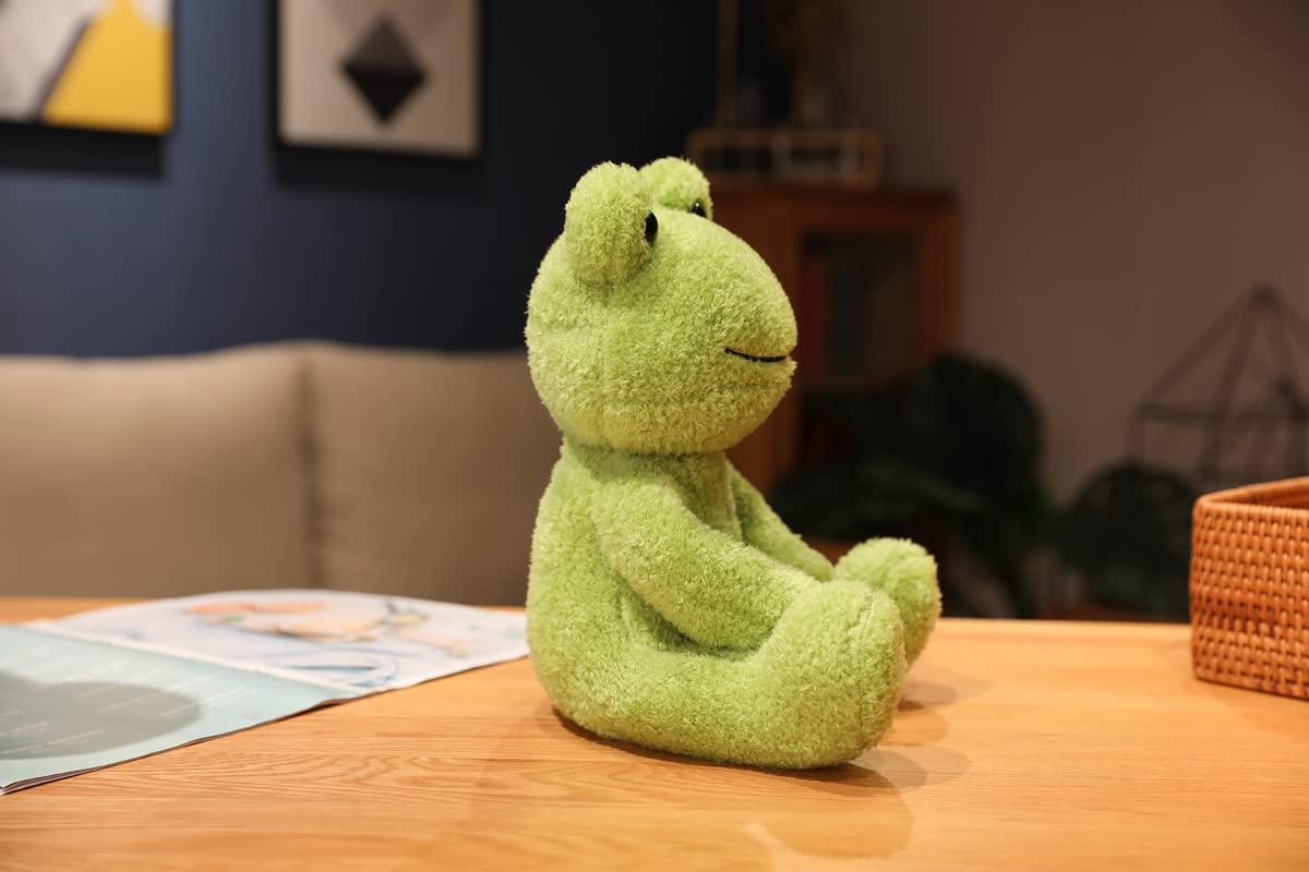 Soft Green Frog Stuffed Animals Sitting Frog Plush Toys Velvet Frog Plushies Cuddly Frog Doll Gift for Kids and Lovers in Birthday, Christmas, Valentine's Day