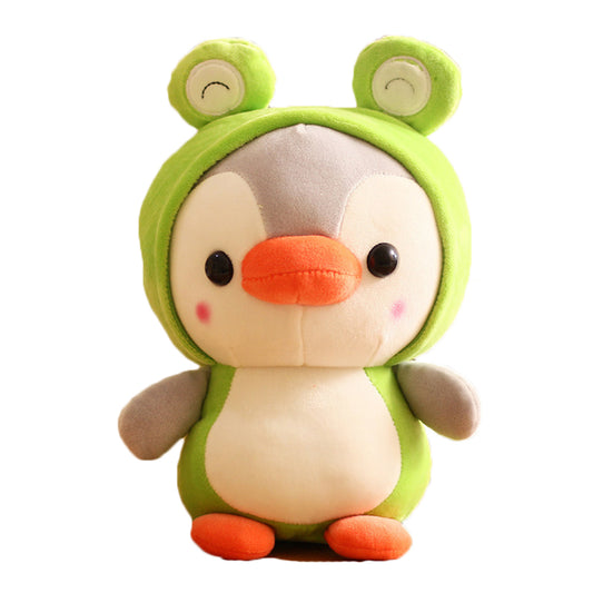 Penguin Stuffed Animal in Cute Frog Costume, Adorable Penguin Plushies Wearing Frog Animal Outfit, Plush Toys as Great Gift for Kids. Stuffed Animals for Daily 10 Inch