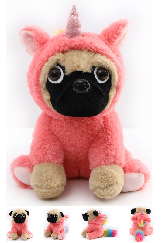 Pug Stuffed Animal, Pug Dog Wearing Cute Costume, Plushies Pug Dressed as Cute Funny Plush Toys for Kids Stuffed Animals Gift for Lover 10 Inch (Pug-Unicorn PK)