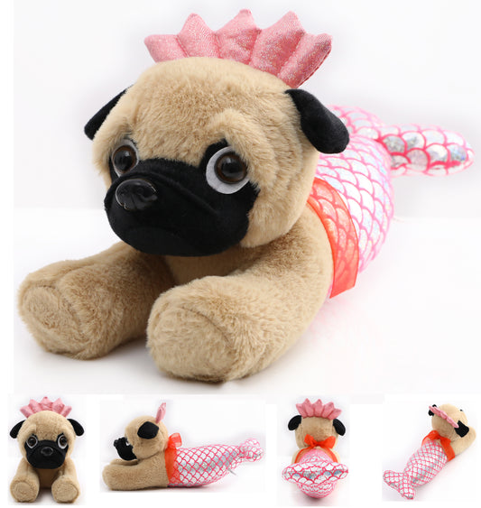 Pug Stuffed Animal, Pug Dog Wearing Cute Costume, Plushies Pug Dressed as Cute Funny Plush Toys for Kids Stuffed Animals Gift for Lover 10 Inch (Pug-Mermaid CO)